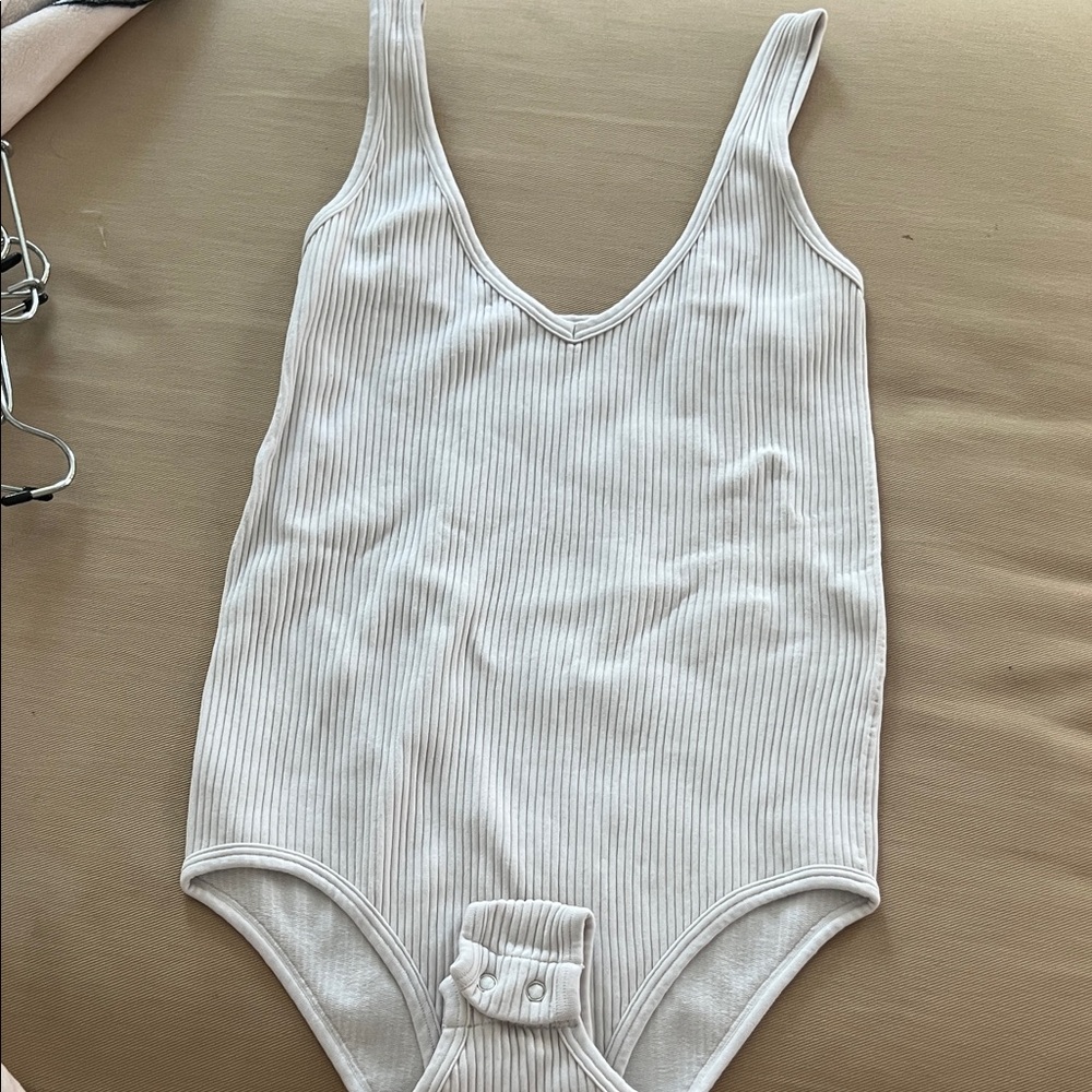 Woman’s Ribbed White One Piece